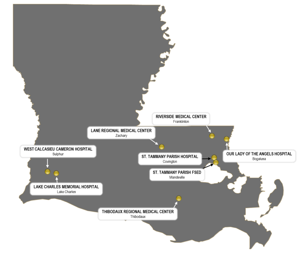 Professional Emergency Medicine Management (PEMM) Location Map